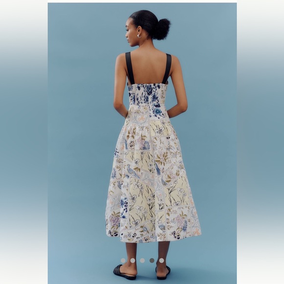 Anthropologie NWT Maeve 3D Cotton Sleeveless Square-Neck Tile Printed Dress S. - Picture 4 of 12